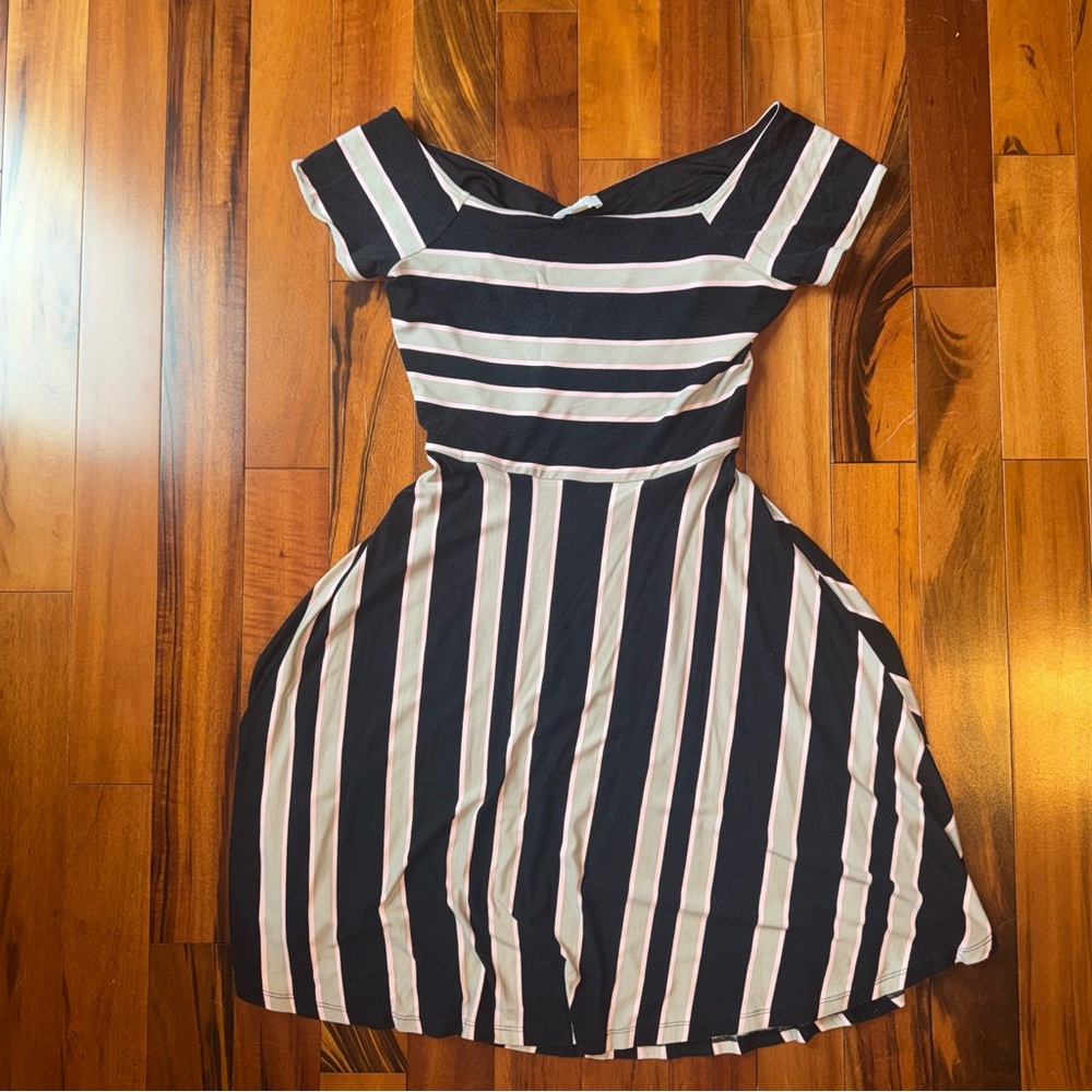 Black and Pink Crossed Back Dress
